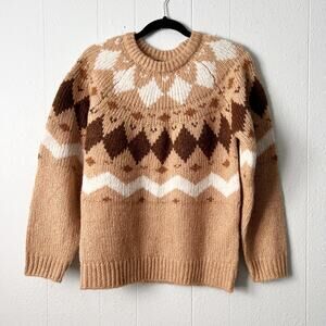 Vero Moda Fair Isle Nordic Sweater Womens Medium Chunky Light Academia Travel